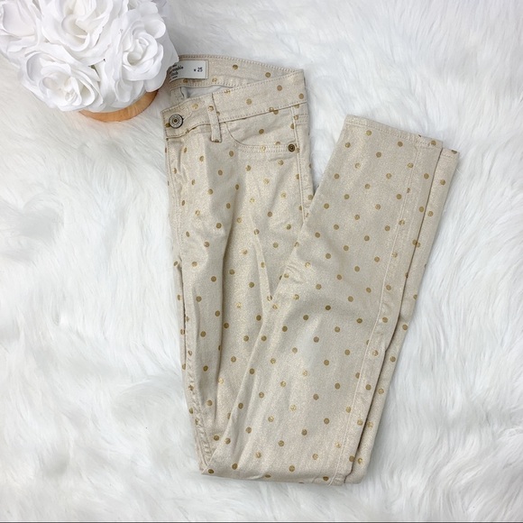 Abercrombie Gold Metallic Polka Dot Jeans - Picture 1 of 5